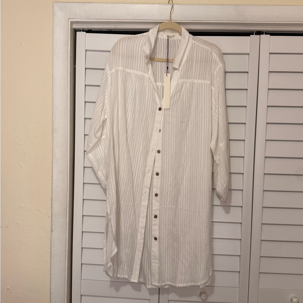 Mustard Seed White Button-Up Top